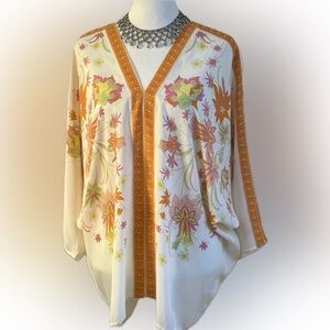 Rose + Olive Kimono blouse Boho top Size M